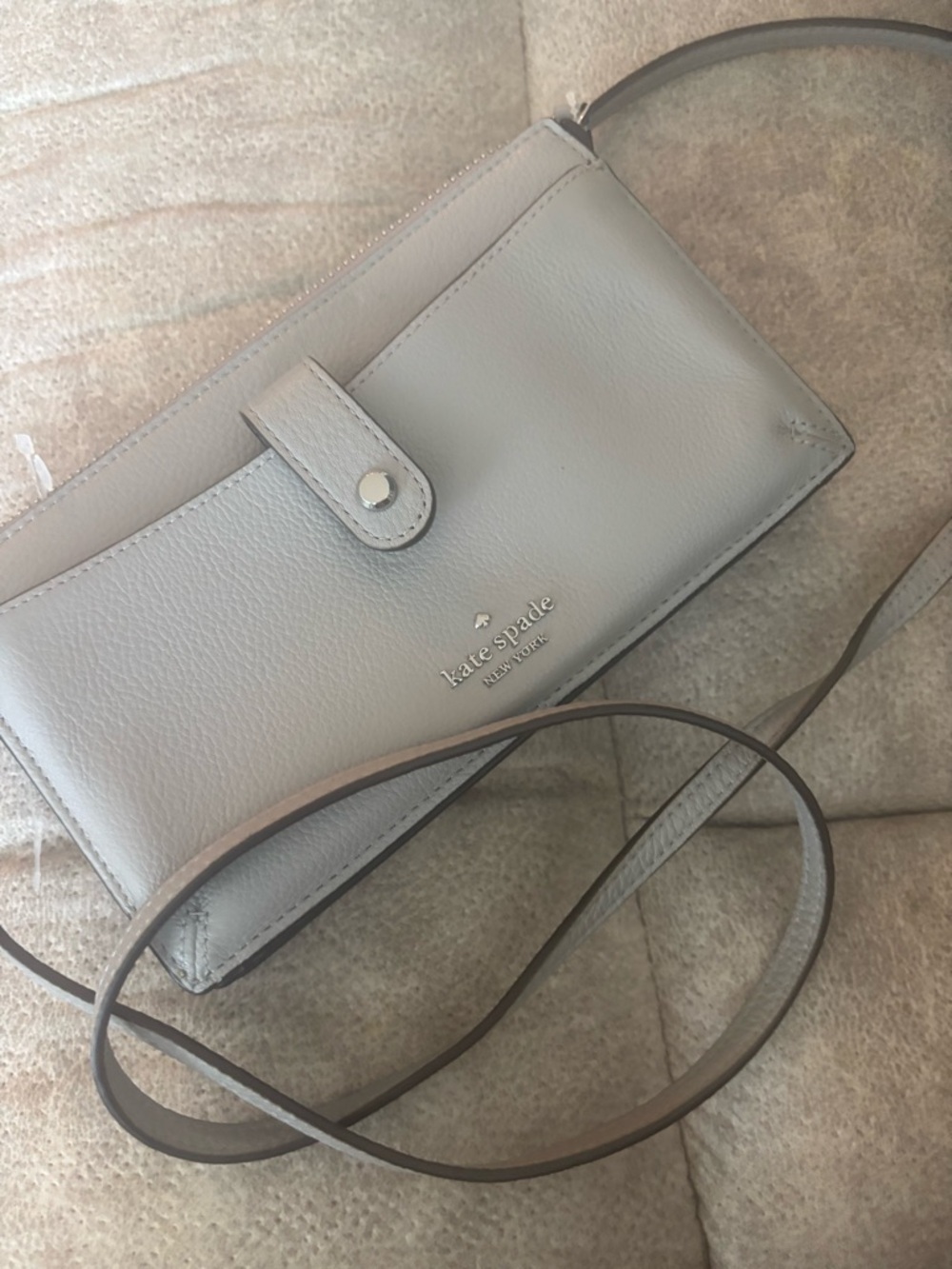 kate spade Light Gray Leather Crossbody Wallet